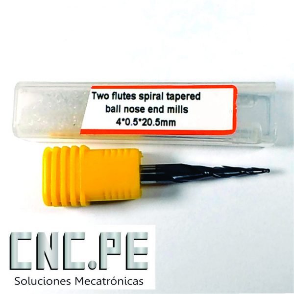 two flutes spiral tapered ball nose end mills  4*0.5*20.5mm