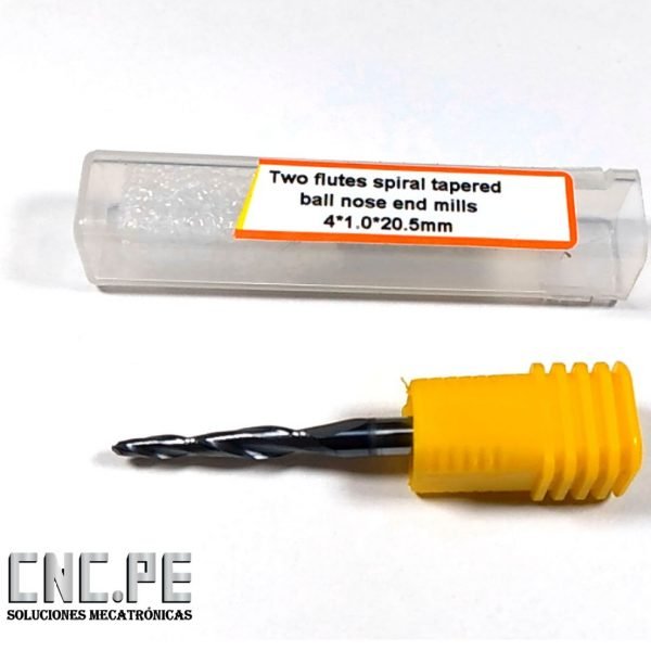 two flutes spiral tapered ball nose end mills  4*1*20.5mm