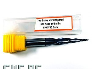 two flutes spiral tapered ball nose end mills 6*0.5*30.5mm